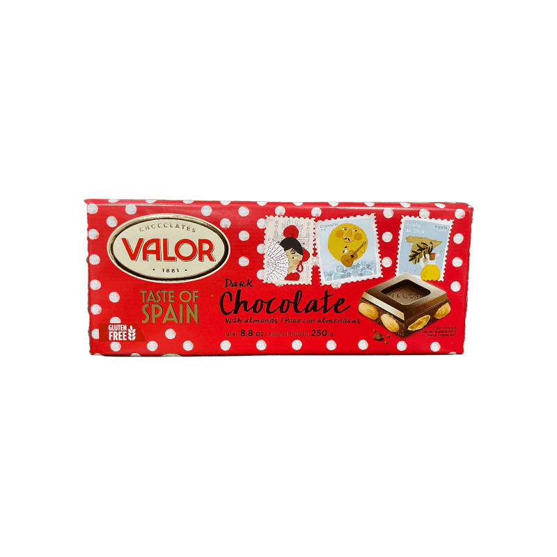 a red with white dots package of chocolate tablet